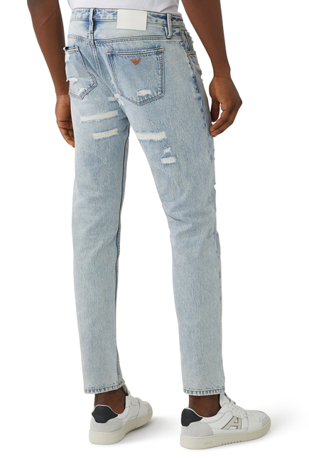 J75 Slim-Fit Ripped Denim Jeans